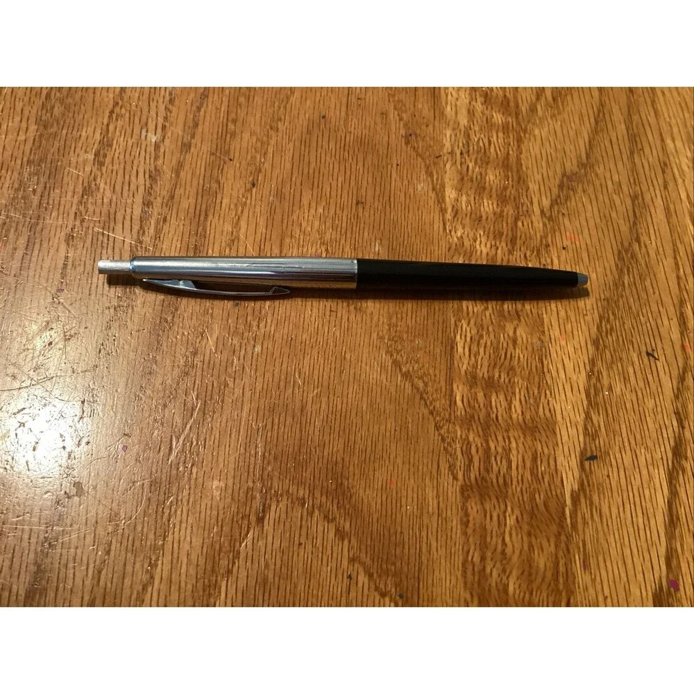 vintage sheaffer ballpoint pen click black/chrome trim clip with box